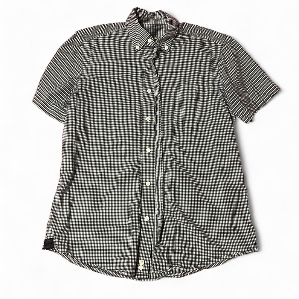 Men's Blue and White Checkered Shirt